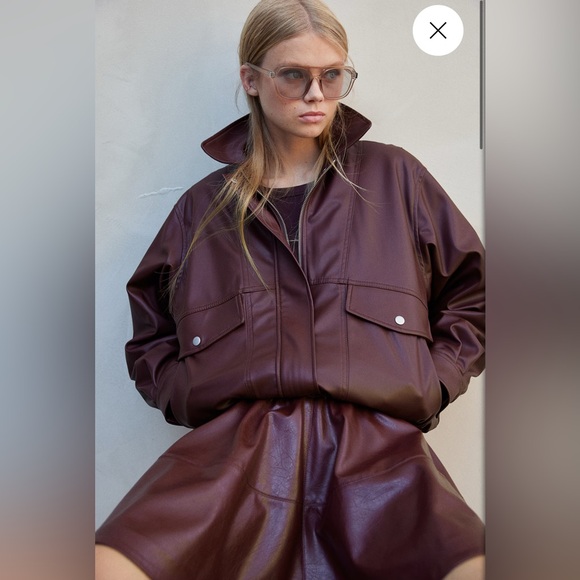 H&M Jackets & Blazers - H&M Black Oversized Faux Leather Jacket